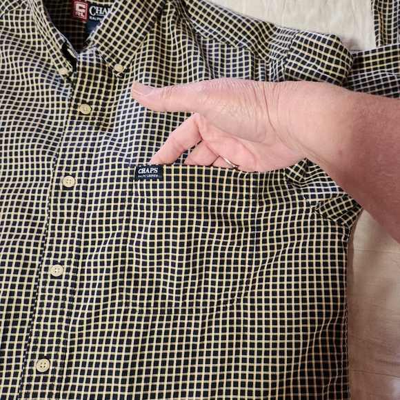 Ralph Lauren Chaps Mens Large Shirt Black Plaid Check Long Sleeve Button-Down - Picture 8 of 11